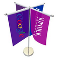 11-19.7" Metal Telescopic Flagpole with Four Single Reverse Banners